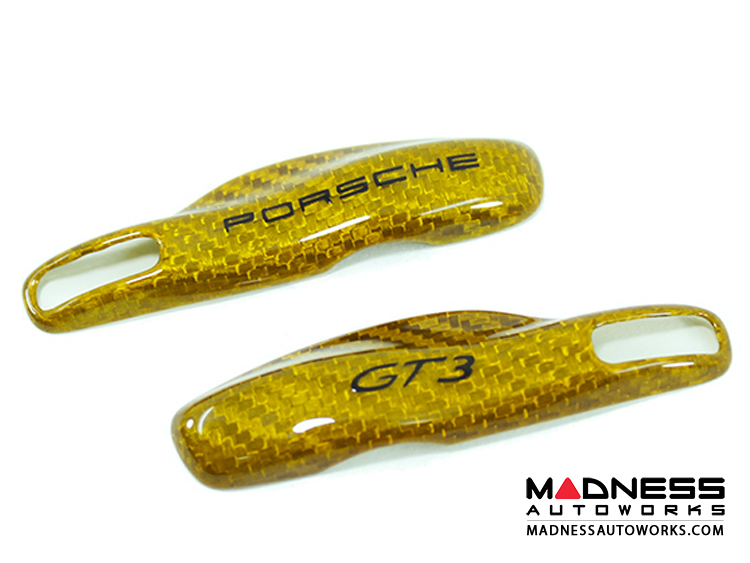 Porsche 911 GT3 Car Key Fob Cover  - Carbon Fiber - Yellow Candy